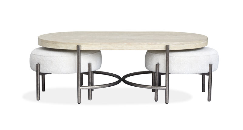 Jennings Cocktail Table with 2 Cocktail Ottomans