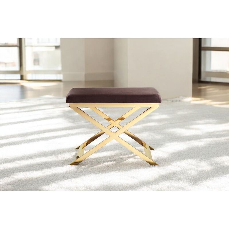 Pangea Home Gold Lexi Stool Velvet Chocolate