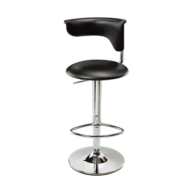 Flax 22-32 Inch Adjustable Counter Height Stool, Vegan Faux Leather, Black  - Benzara