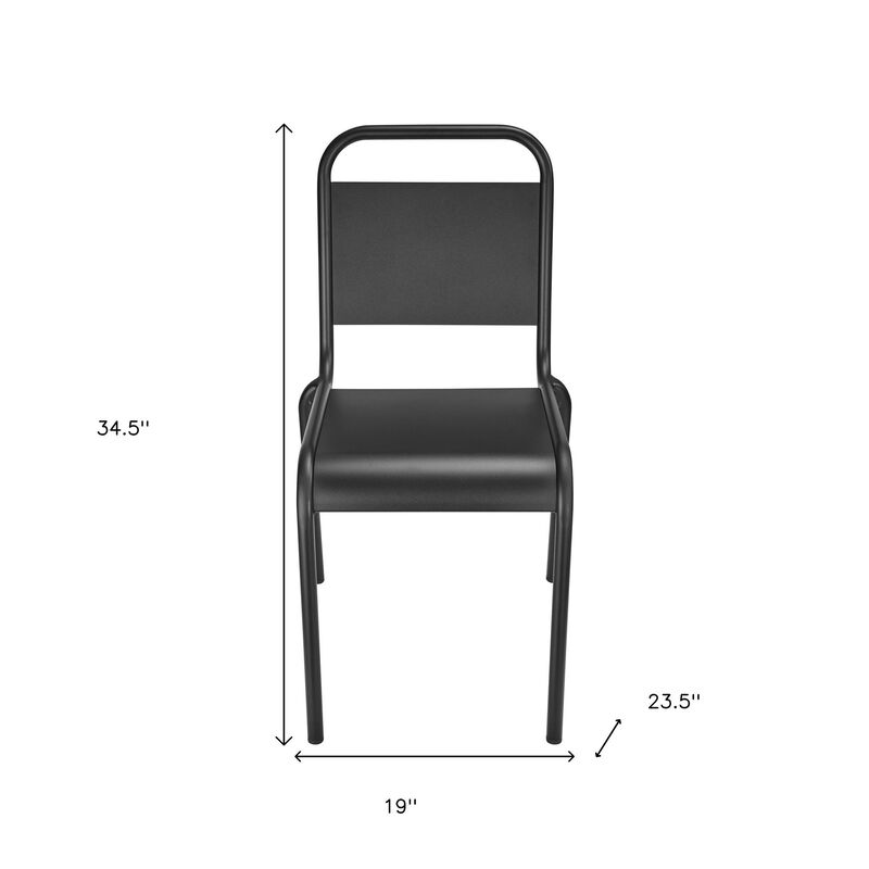 HomeRoots Set of Two Black Aluminum Outdoor Stacking Dining Chairs image number 6