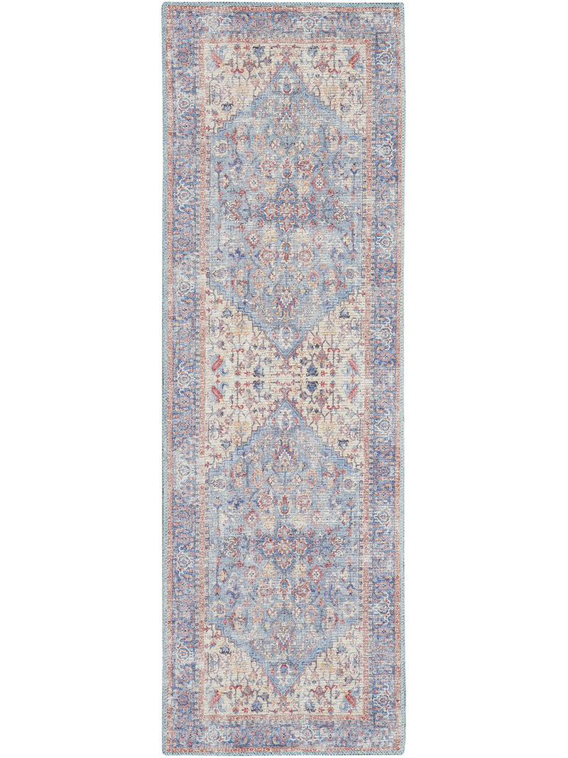 Machine Washable Series 1 SR104 Blue/Multicolor 2'2" x 8' Rug