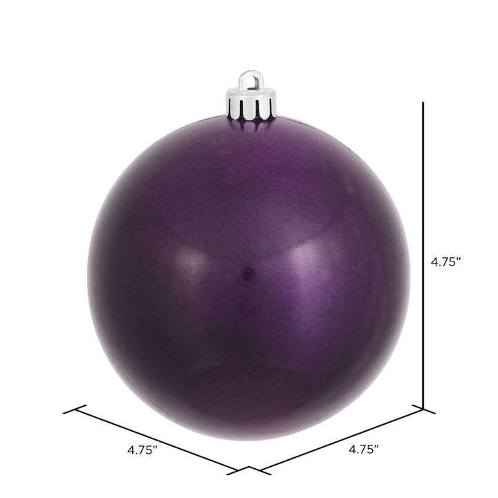 Vickerman 4.75" Plum Candy Ball Ornament, 4 per Bag
