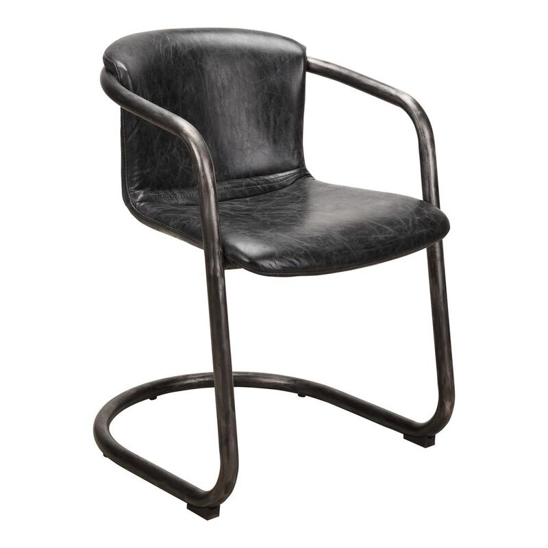 Rustic Black Leather Dining Chair - Freeman Collection (Set of 2), Belen Kox