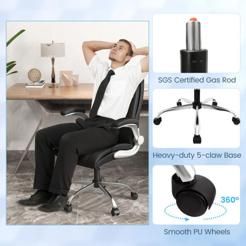 Hivvago Modern Height Adjustable PU Leather Office Chair with Rocking Function