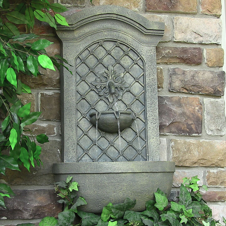 Sunnydaze Rosette Leaf Polystone Outdoor Wall Fountain