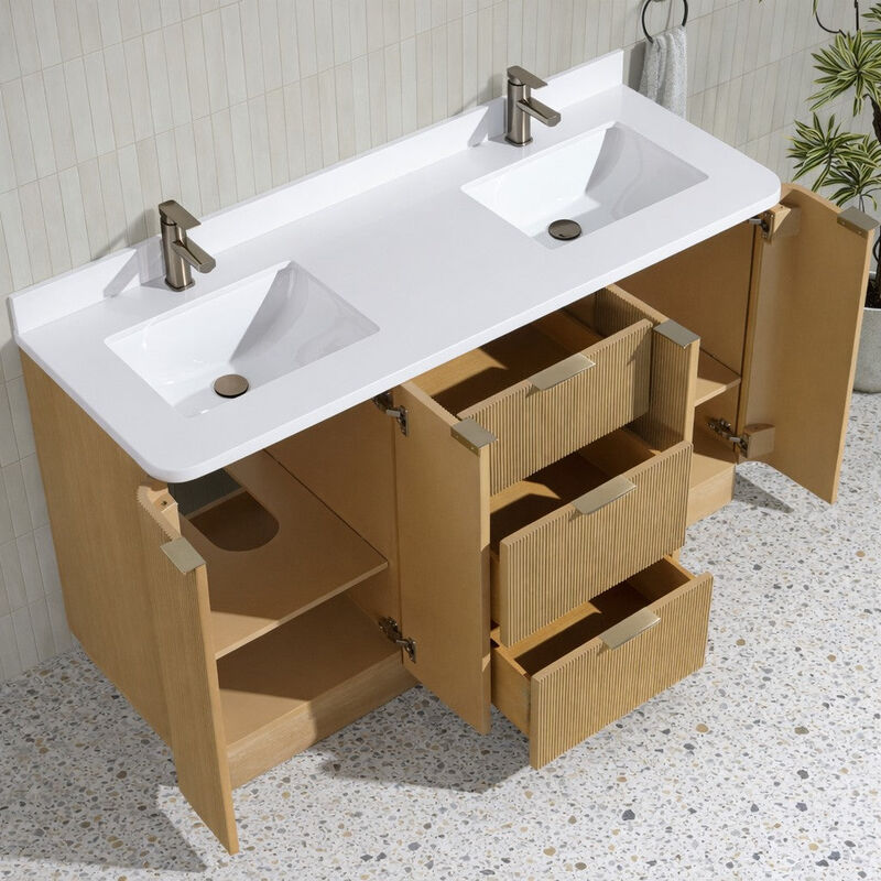 Calamigo 60" Bathroom Vanity Oak image number 2