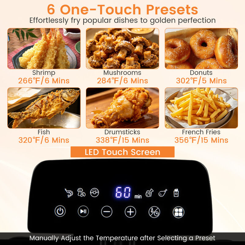 3 Basket Electric Deep Fryer with 1700W Power LED Touchscreen and 6 Preset Settings image number 7
