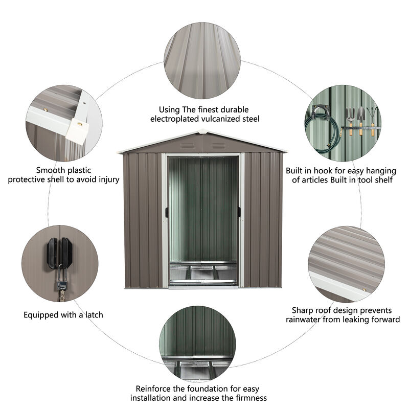 Streamdale 6FT X 5FT Outdoor Metal Storage Shed Gray