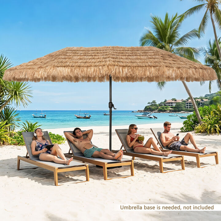 Large 15 x 9 Feet Double Sided Tiki Umbrella with Crank Lift and 12 Strong Ribs for Patio Garden