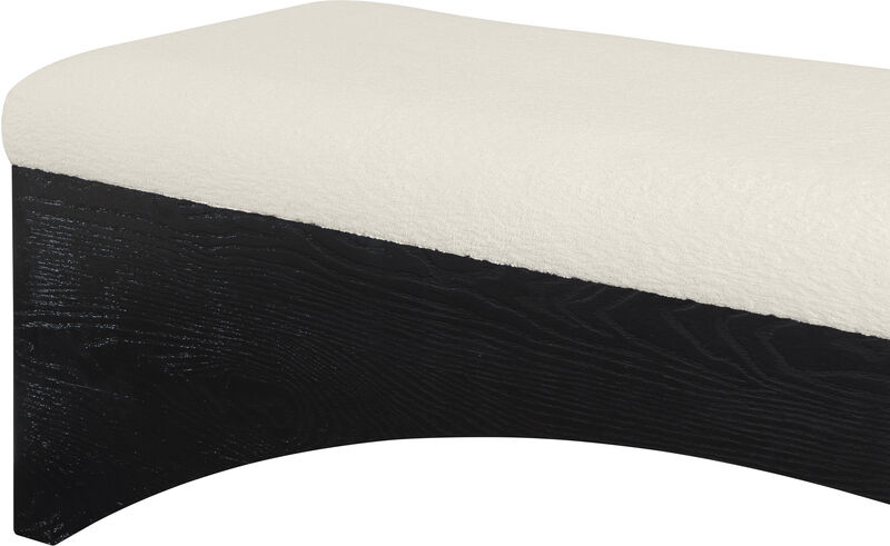 Meridian Furniture Lawson Cream Velour Fur Fabric Bench