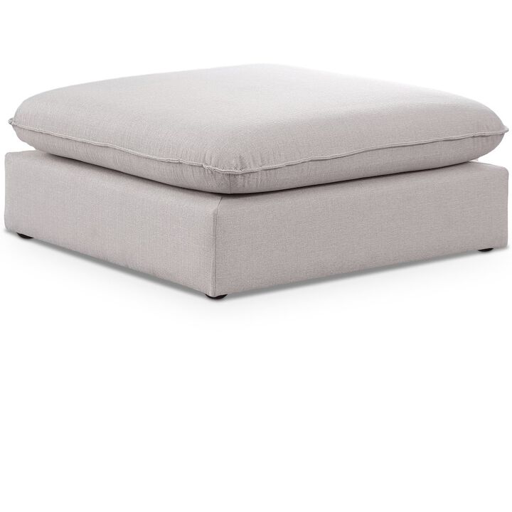 Meridian Furniture Mackenzie Beige Durable Linen Textured Ottoman