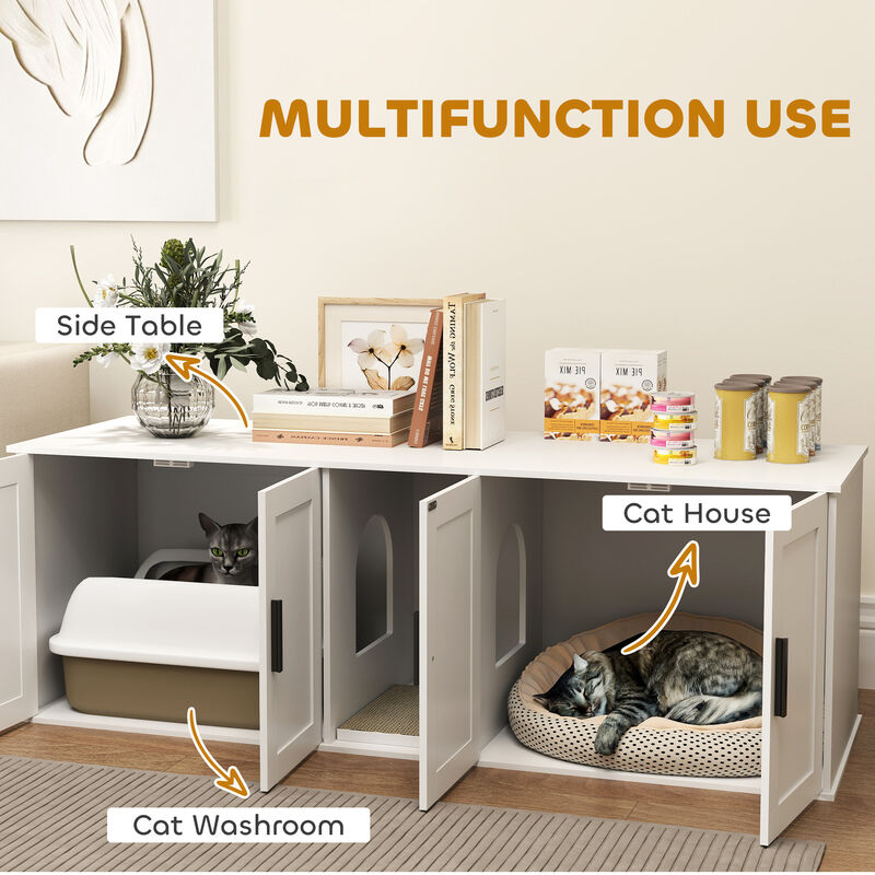 Wooden Cat House for Indoor or Outdoor Use with Roof and Cozy Shelter image number 3