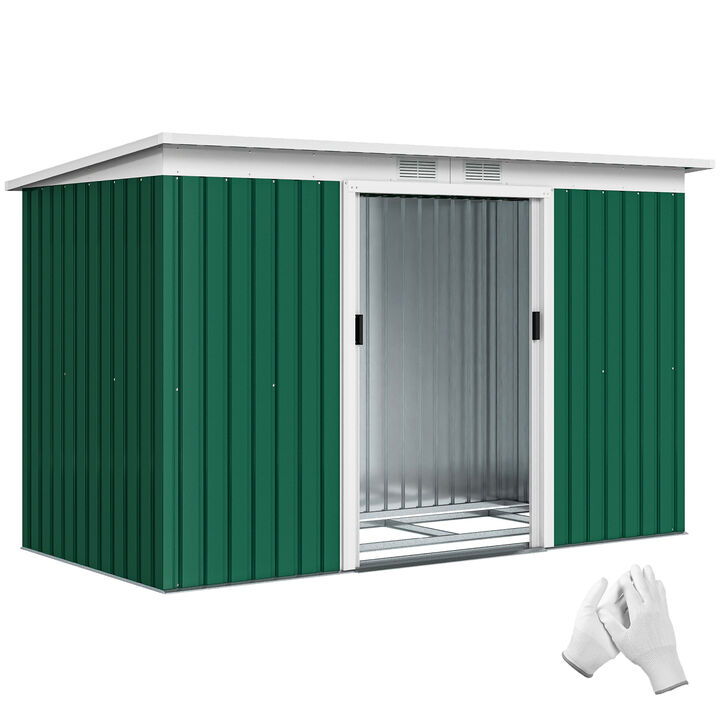 Hivvago 9' x 4' Metal Outdoor Storage Shed with Lockable Doors