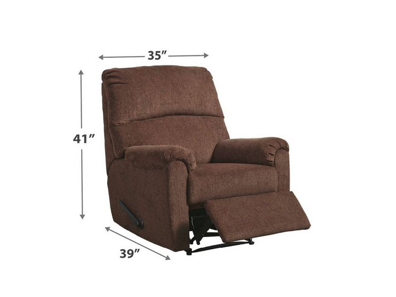 Fabric Upholstered Zero Wall Recliner with Pillow Top Armrests, Brown-Benzara