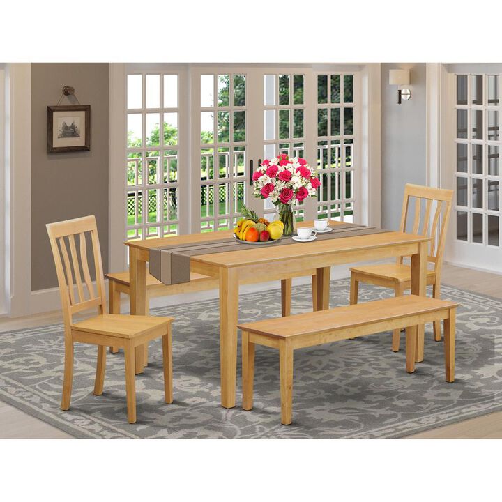 5 Pc Dining room set - Kitchen Table and 2 Kitchen Chairs with 2 benches