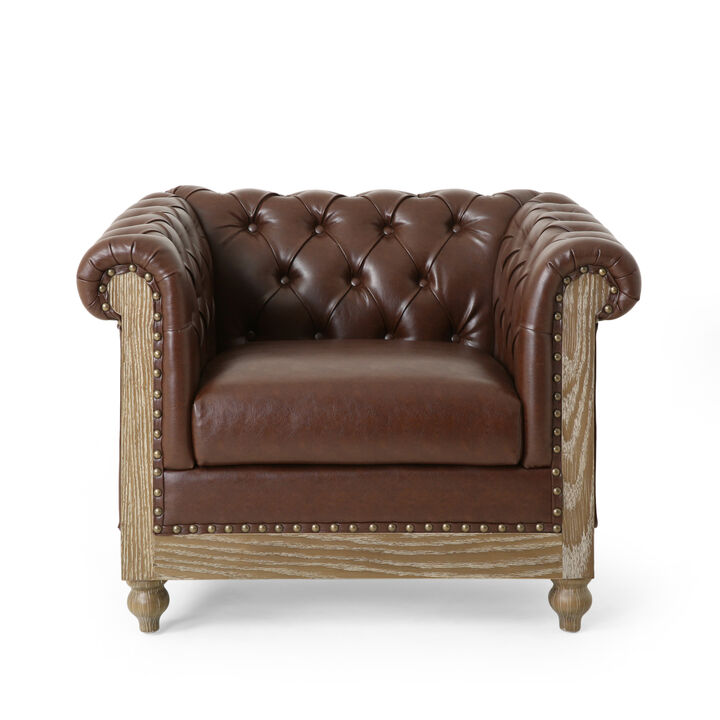 Christopher Knight Home Castalia Chesterfield Tufted Club Chair with Nailhead Trim