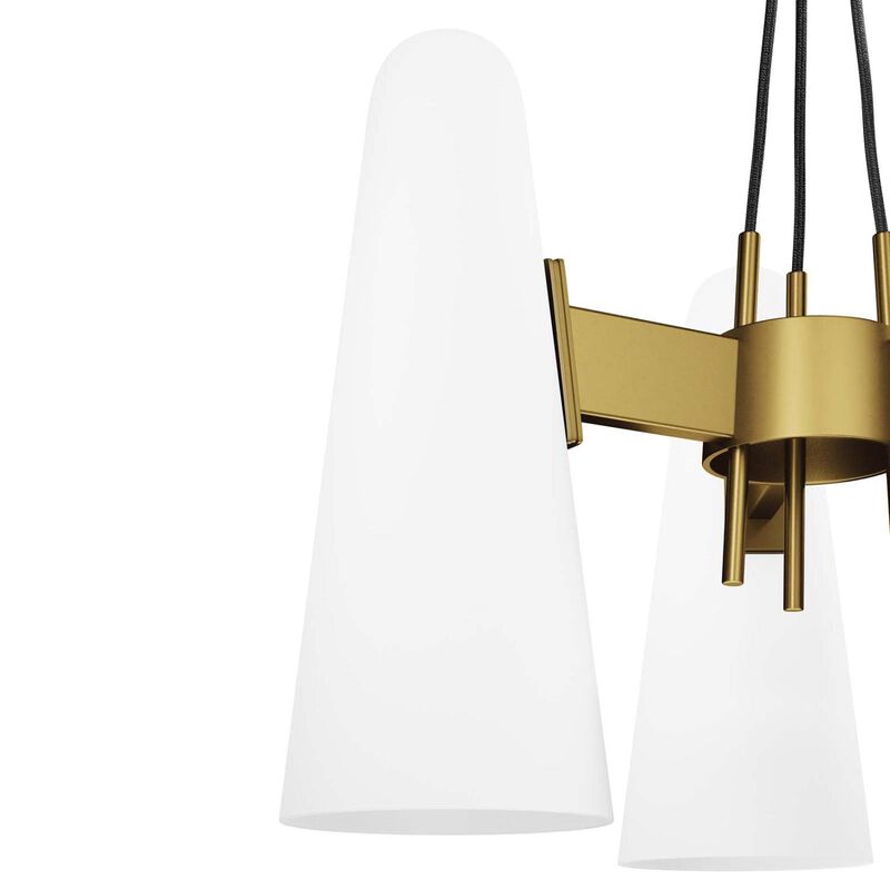 Modway Beacon 3-Light Pendant Light in Opal Satin Brass, Brown, 20.5 x 20.5 x 73 image number 4