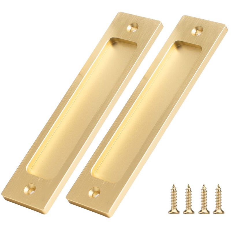 OFOEKV Sliding Barn Door Closet Handles Pulls - 2pcs Finger Flush Aluminum Alloy Pull Handle Rectangular Recessed with Sliding P