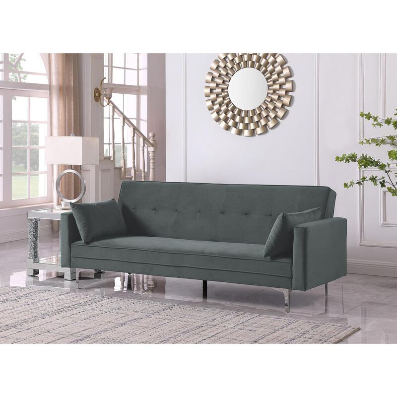 Carolina Living Siena Velvet Convertible Sleeper Sofa - Gray