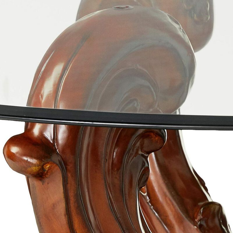 Imperial Dining Table with Pedestal, Cherry Oak Brown - Benzara