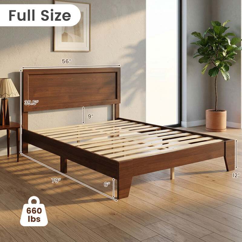 Full Size Upholstered Bed Frame with Headboard, No Box Spring Needed image number 3
