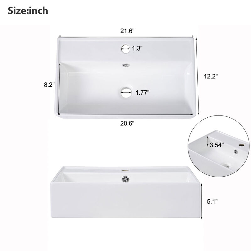 ELEMENT ACE Compact Floating Bathroom Vanity with Ceramic Basin - Space Saving Modern Design image number 8