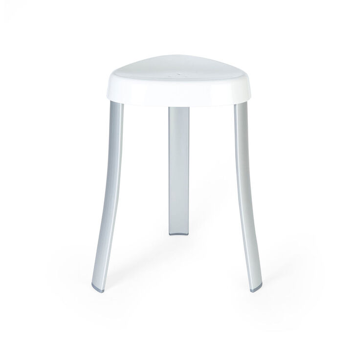 HomeRoots 18"  White Aluminum And Heavy Duty Plastic Corner Shower Bench