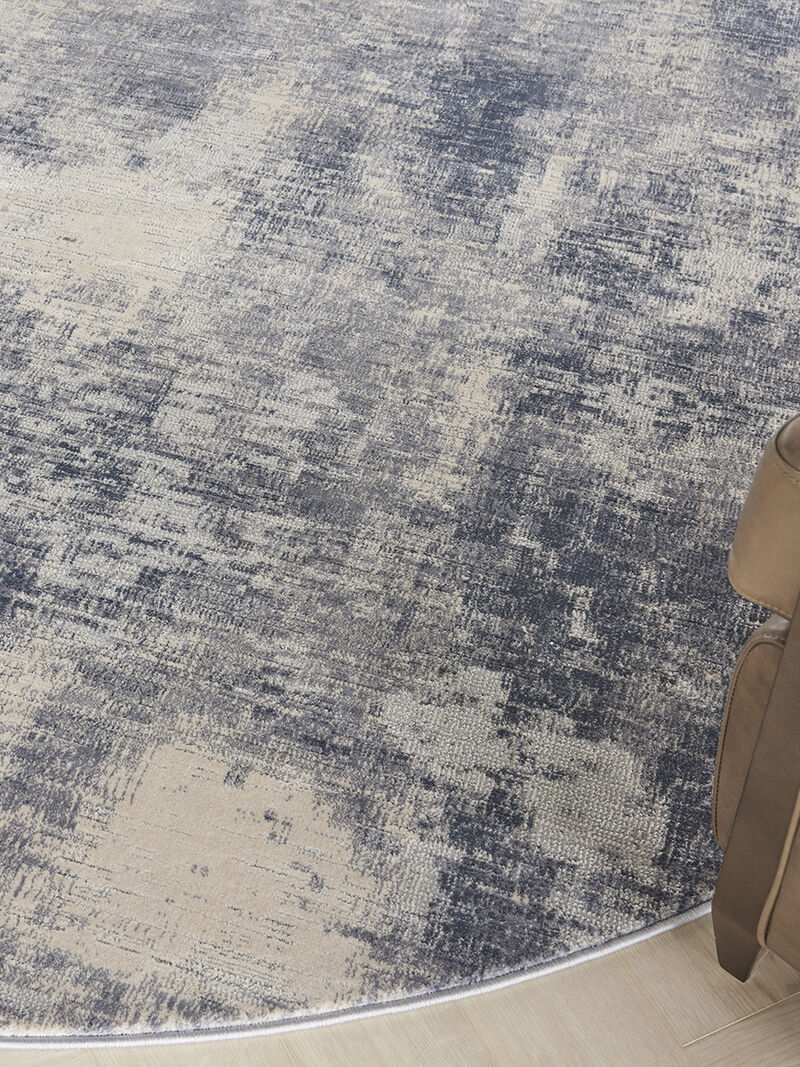 Rustic Textures RUS02 Blue/Ivory 5'3" x Round Rug