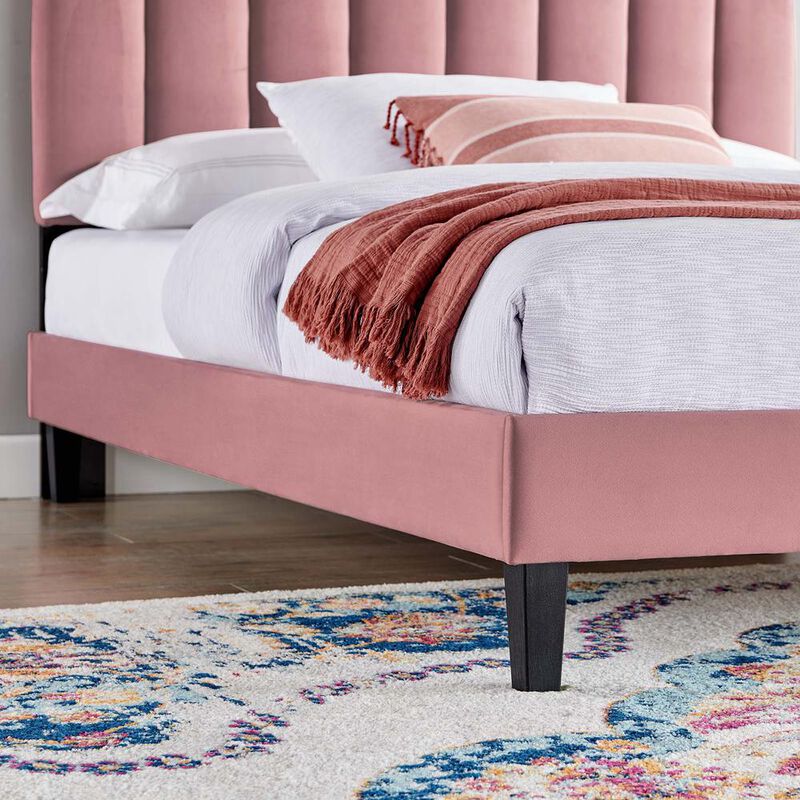 Daisy Performance Velvet Queen Platform Bed image number 6