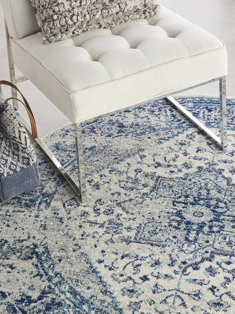 Tranquil TRA06 Ivory/Light Blue 5'3" x Round Rug