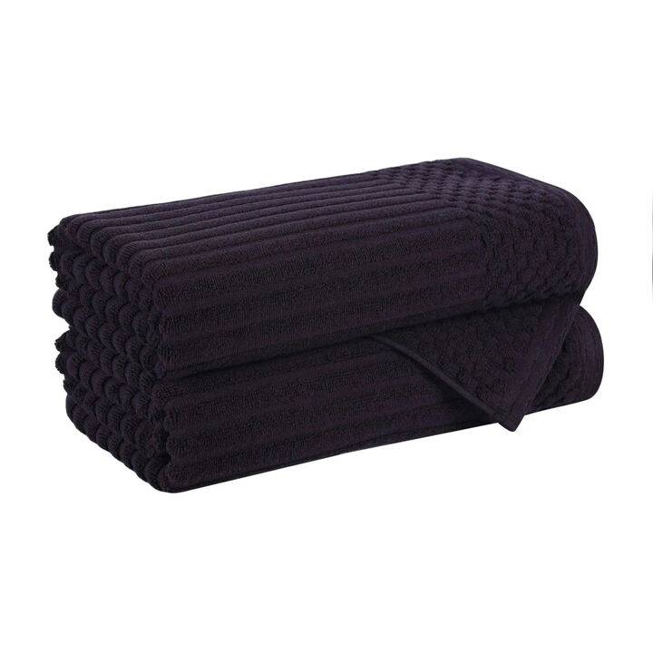 2-Piece Cotton Ribbed Bath Towel Set &ndash; Plush and Quick-Dry