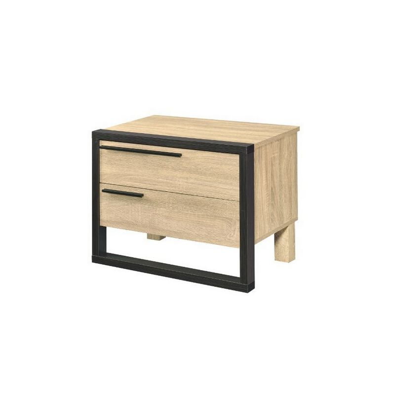 Accent Table with a Pull Out Tray and 2 Storage Drawers, Brown and Black-Benzara image number 1