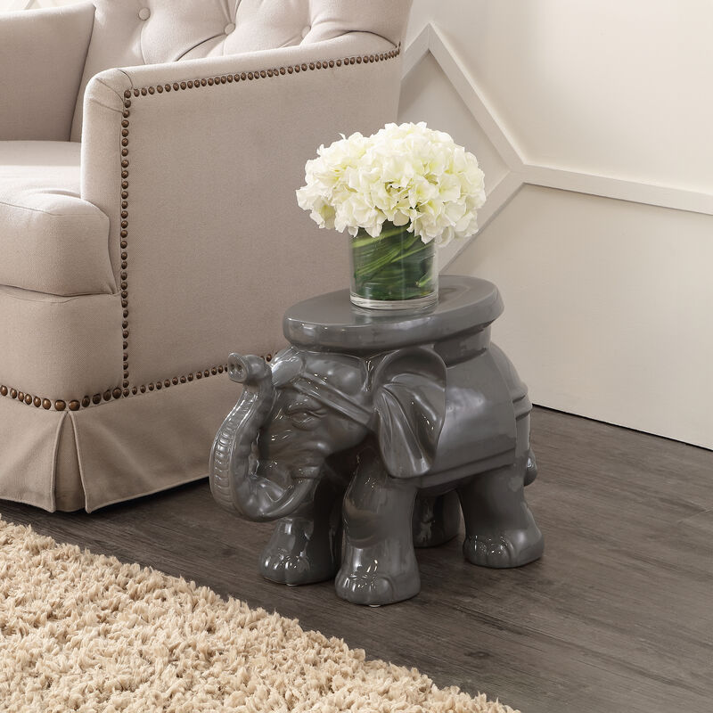 White Elephant Ceramic Garden Stool