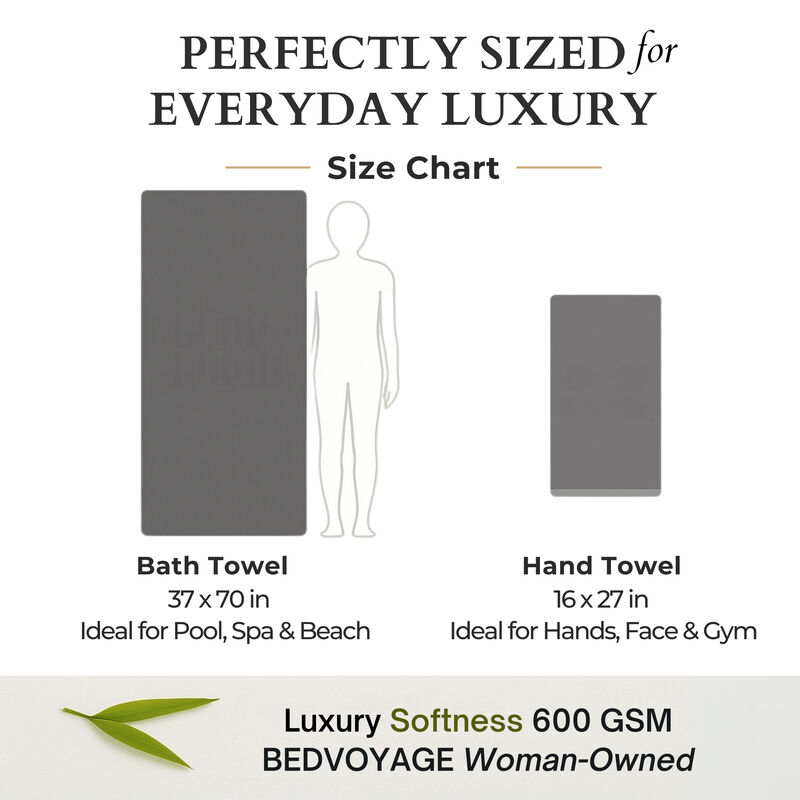 BedVoyage Melange viscose from Bamboo Bath Sheet Towel Set 3pc (1 Bath Sheet, 2 Hand Towels)