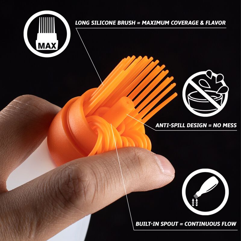 Silicone Pastry Brush, All-in-One Slicone Basting Brush with Sauce Bottle, Heat Resistant BBQ Accessories