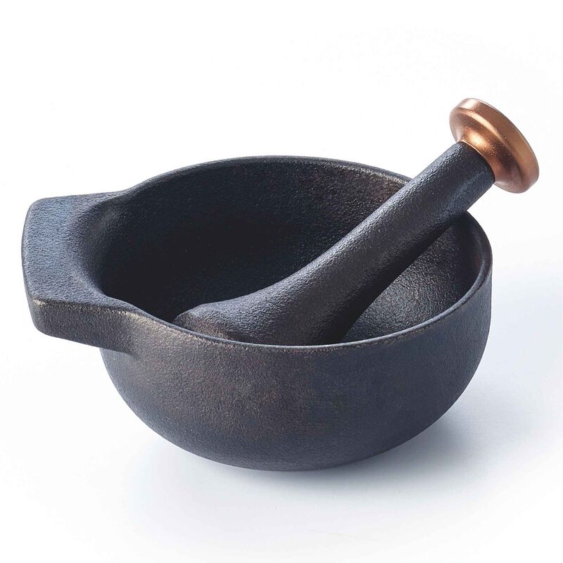 Alva Nori Enameled Cast Iron Mortar and Pestle 2Cups 4"  - Easy to Clean and Made without PFAS, PFOA & PTFE - Traditional Kitchen Tool Used for Grinding, Crushing, and Mixing Ingredients image number 0
