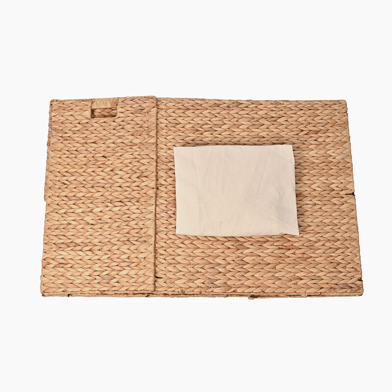 Sawyer Classic Farmhouse Handwoven Hyacinth 2-Section Collapsible Laundry Hamper with Washable Liner