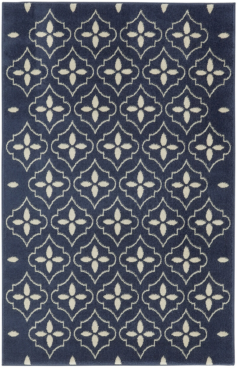 HomeRoots 4' X 6' Navy Blue And Ivory Geometric Indoor Outdoor Area Rug image number 0