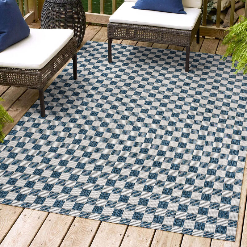 Aimee Traditional Cottage Checkerboard Indoor/Outdoor Area Rug