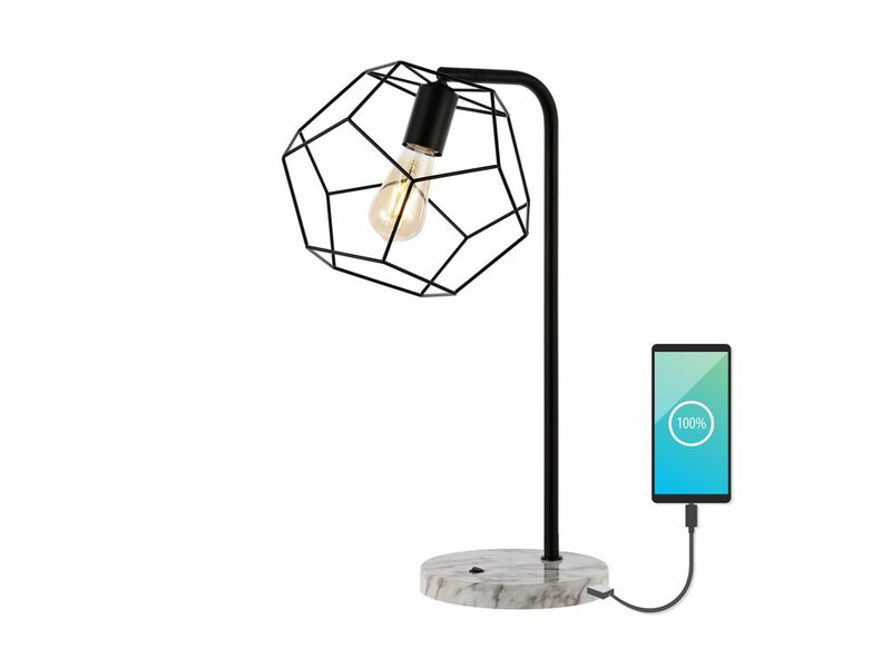 Penta Industrial Farmhouse Head-Adjustable Iron LED Task Lamp with USB Charging Port