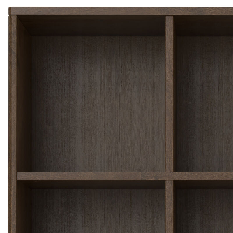 Harper SOLID HARDWOOD 52 inch x 42 inch Mid Century Modern 9 Cube Storage in Walnut Brown