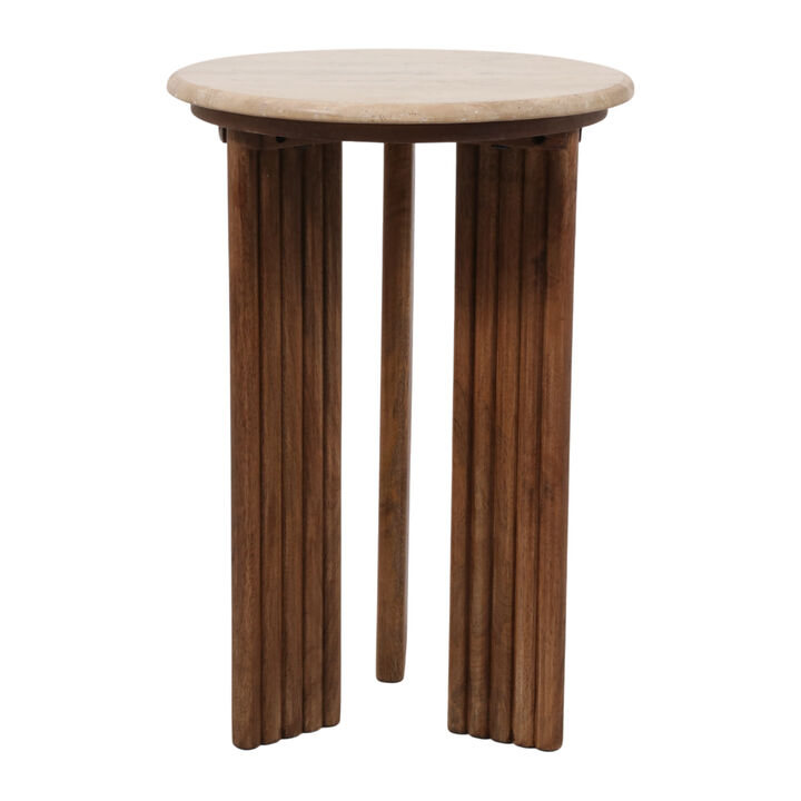 Travertine Top Accent Table