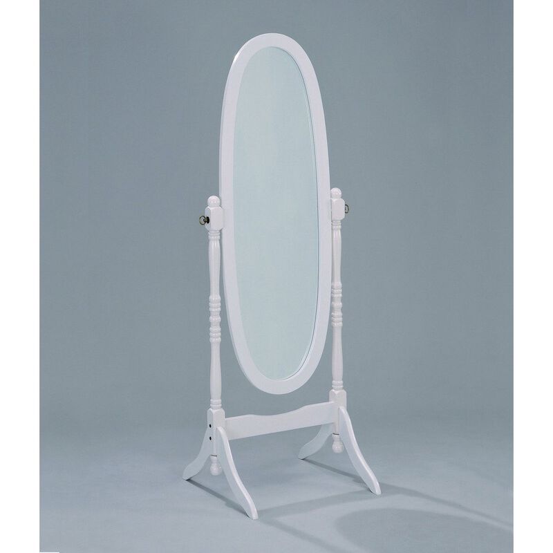 Hivvago Oval Cheval Floor Mirror in White Finish
