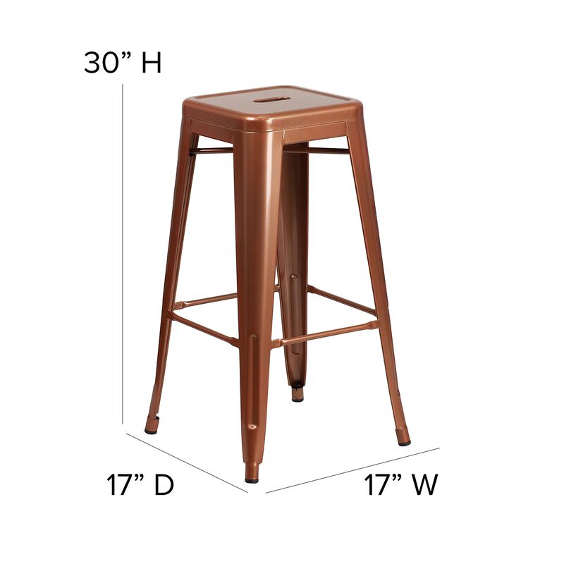 Flash Furniture Commercial Grade 30" High Backless Copper Indoor-Outdoor Barstool image number 4