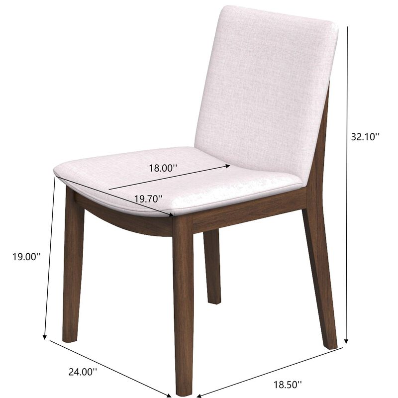 Merax Modern Laura Mid-Century Modern Solid Wood Dining Chair Set with Upholstered Fabric