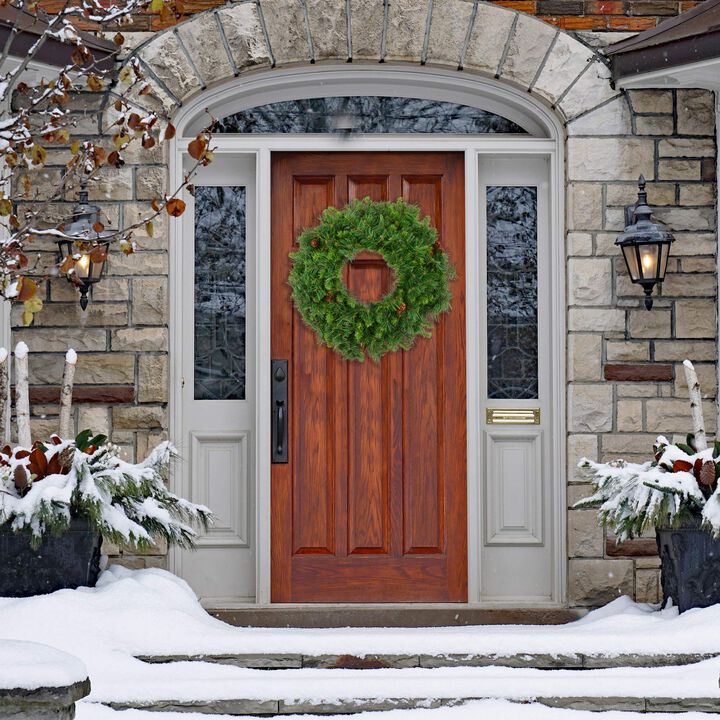 Vickerman 30" Cheyenne Pine Artificial Christmas Wreath with 260 PVC Tips - Indoor and Outdoor Use- Seasonal Holiday Decor - Featuring Pinecones for a Realistic Look