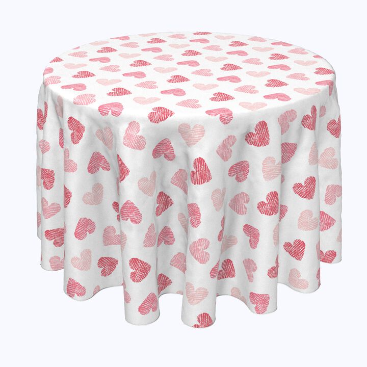 Fabric Textile Products, Inc. Round Tablecloth, 100% Polyester, Valentine's Shaded Hearts