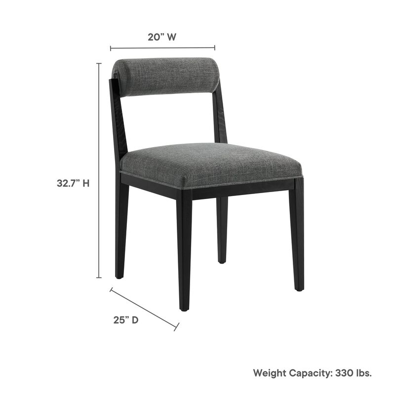 Modway Kai Upholstered Dining Chair with Wood Legs in Charcoal Black - Modern Dining Room Chair with Fabric Rolled Backrest and Seat - Wood Fabric Side Chair for Dining Room, Kitchen image number 2