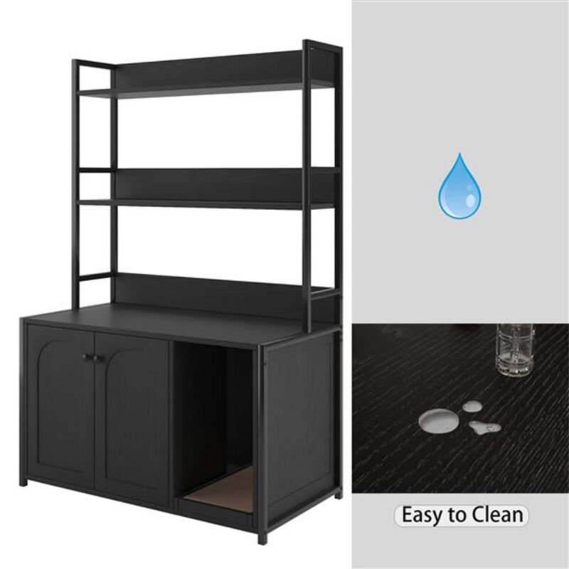 Cat Litter Box Enclosure Hidden Washroom Furniture with Shelf Storage for Stylish Organization image number 3