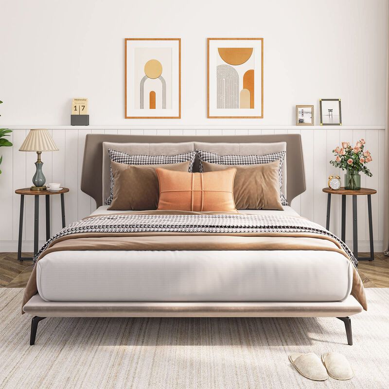 HOOBRO Round Side Tables Set of 2, Round End Accent Tables with Sturdy X-Shaped Metal Frame, 15.7"" Round Nightstands, for Livin